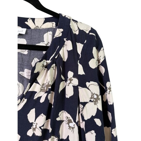 J. Jill Women's Rayon Light Weight Navy 3/4 Sleeve Pocket Floral Dress Size XS - Picture 5 of 12
